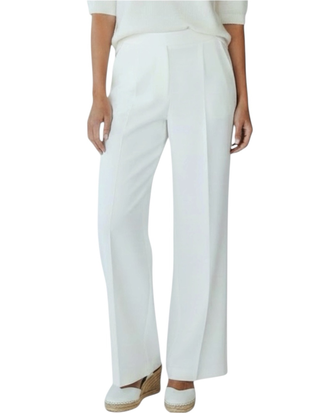 COLDWATER CREEK Holly Side Zip Trousers in White Size 8 — PERFECT FOR OFFICE!!!